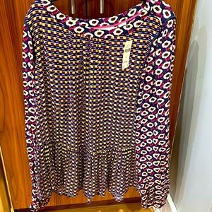 Anthropologie Blouse with Bright Fun Pattern, Sz XL, NWT